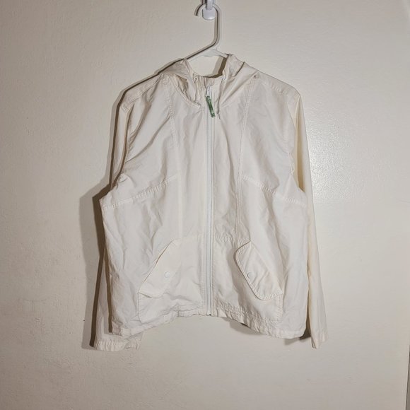 GH Bass and Co White Ivory Solid Full-zip Unlined Windbreaker Jacket sz XL GUC - Picture 1 of 15